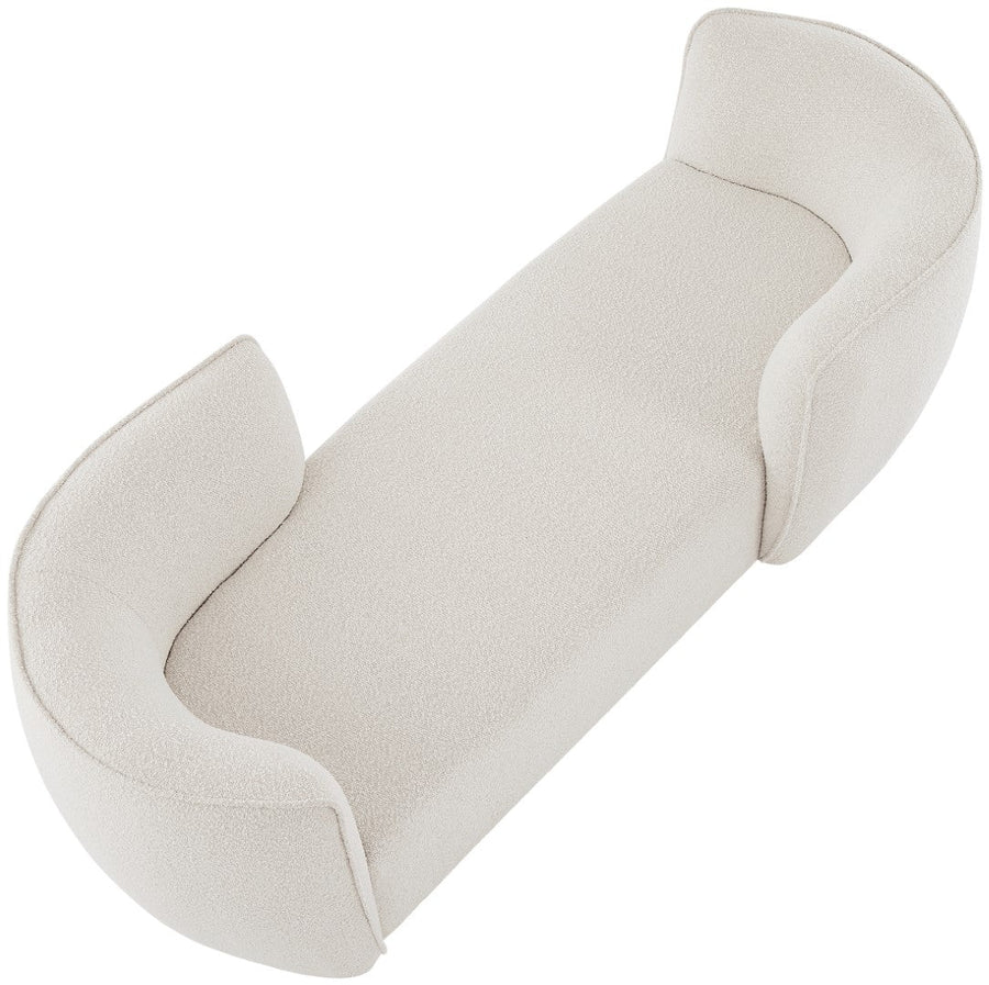 Hilton Boucle Fixed Back Chaise Lounger In White Plain Colour - Febonic Living