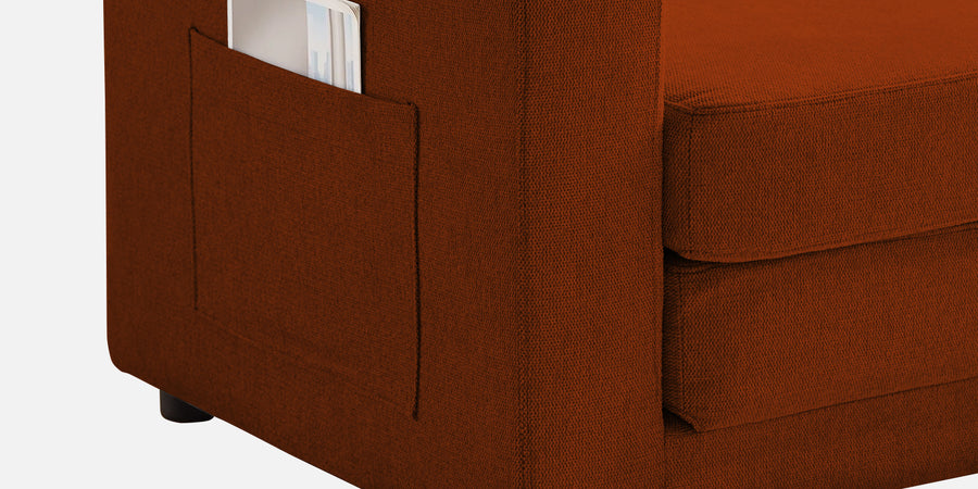 Roman Fabric 3 Seater Foldable Sofa Cum Bed In Burnt Orange Colour With Usb Port - Febonic Living