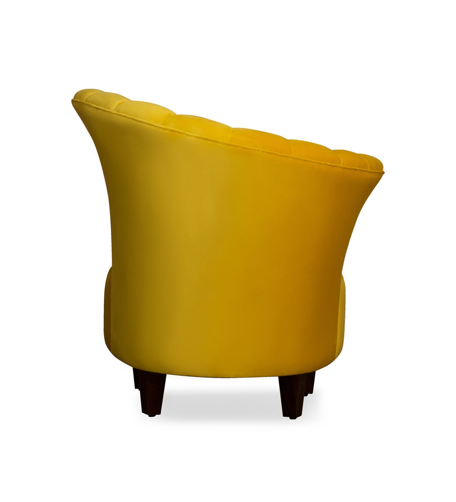 Davo Velvet Slipper Chair In Safforn Yellow Colour - Febonic Living