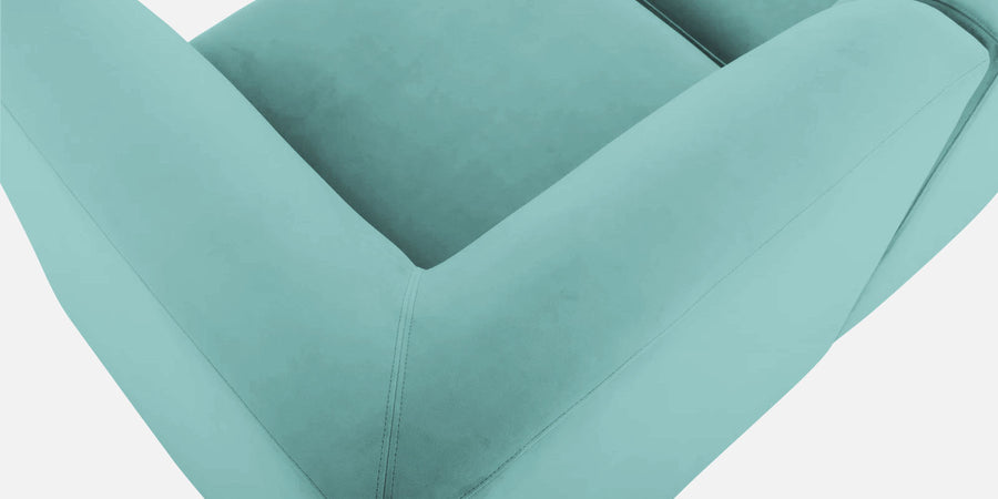 Bufa Velvet Lhs Sectional Sofa In Aqua Blue Colour With Ottoman - Febonic Living
