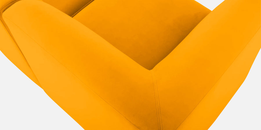Bufa Velvet Rhs Sectional Sofa In Saffron Yellow Colour With Ottoman - Febonic Living
