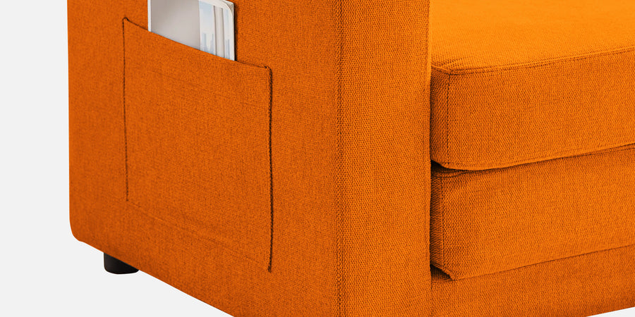 Roman Fabric 3 Seater Foldable Sofa Cum Bed In Vivid Orange Colour With Usb Port - Febonic Living