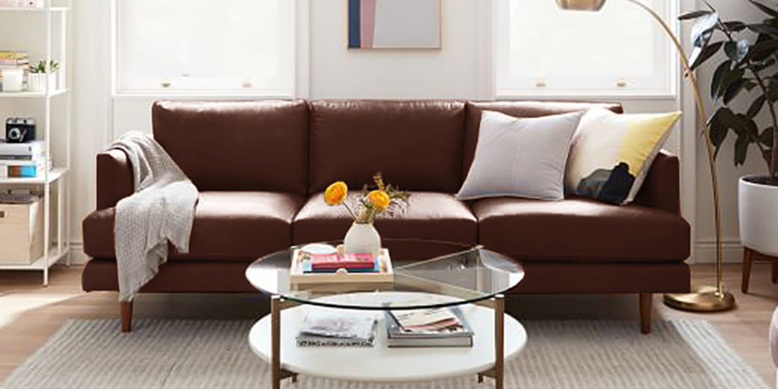 Sterio Leatherette 3 Seater Sofa in Lama Brown Colour