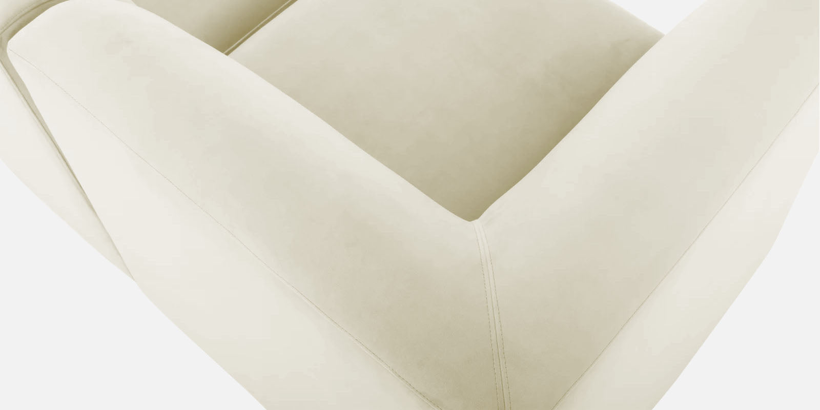 Bufa Velvet RHS Sectional Sofa In Warm White Colour With Ottoman