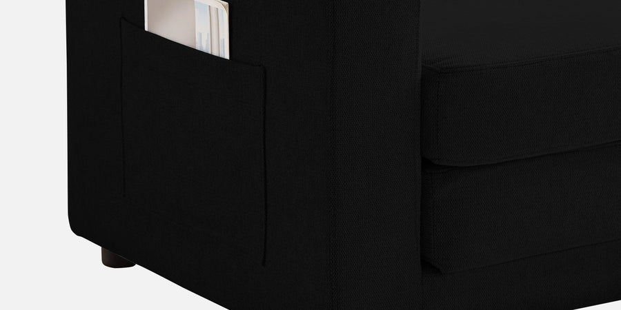 Roman Fabric 3 Seater Foldable Sofa Cum Bed In Zed Black Colour With Usb Port - Febonic Living