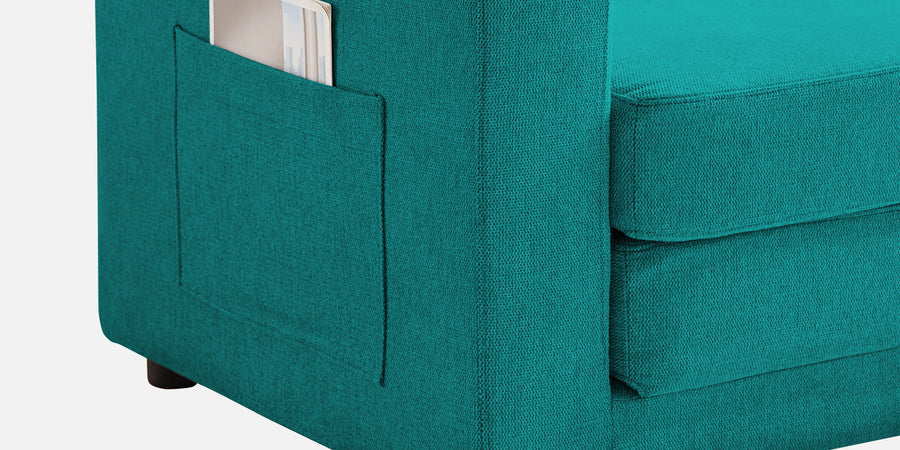 Roman Fabric 3 Seater Foldable Sofa Cum Bed In Sea Green Colour With Usb Port - Febonic Living