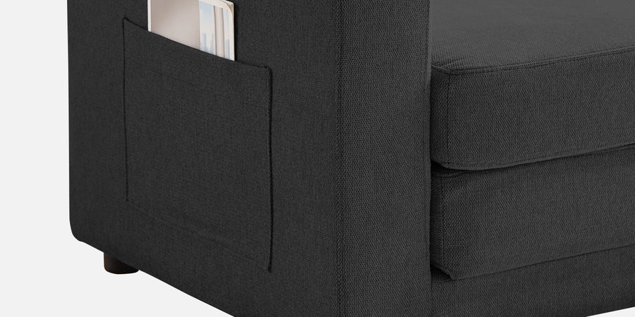 Roman Fabric 3 Seater Foldable Sofa Cum Bed In Charcoal Grey Colour With Usb Port - Febonic Living