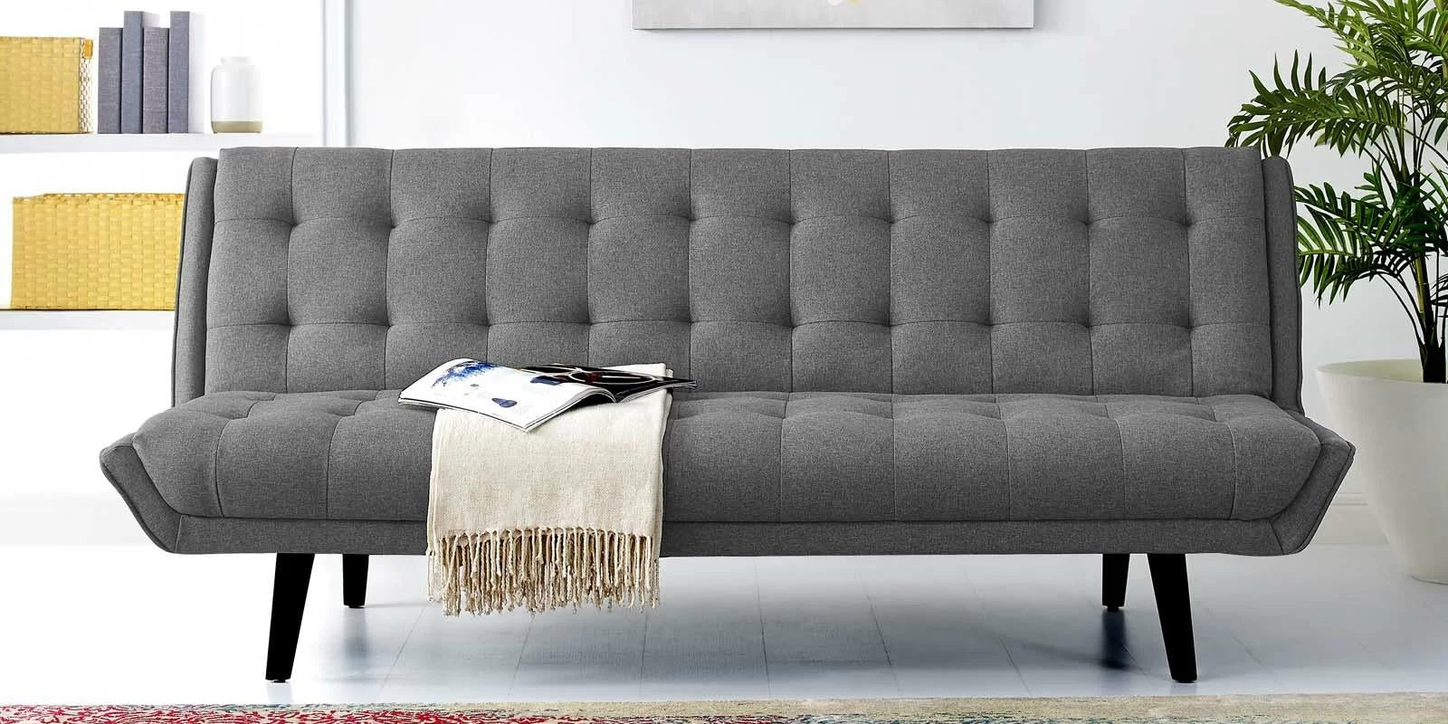 Saso Fabric Convertible Sofa Cum Bed In Charcoal Grey