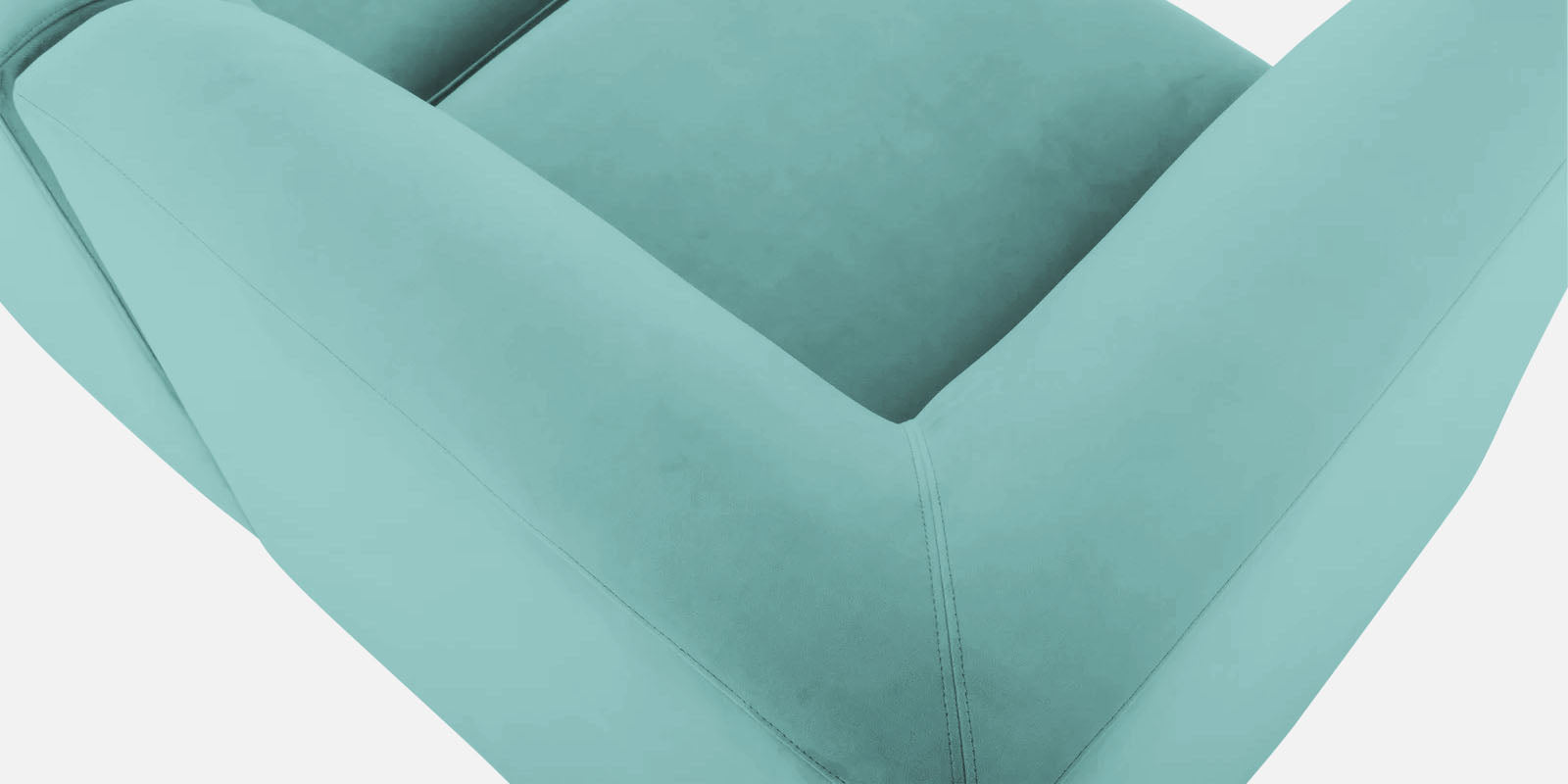 Bufa Velvet RHS Sectional Sofa In Aqua Blue Colour With Ottoman