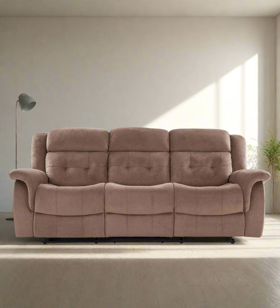 Joy  3 Seater Motorized Leatherette Recliner - Marble Beige by Febonic Living