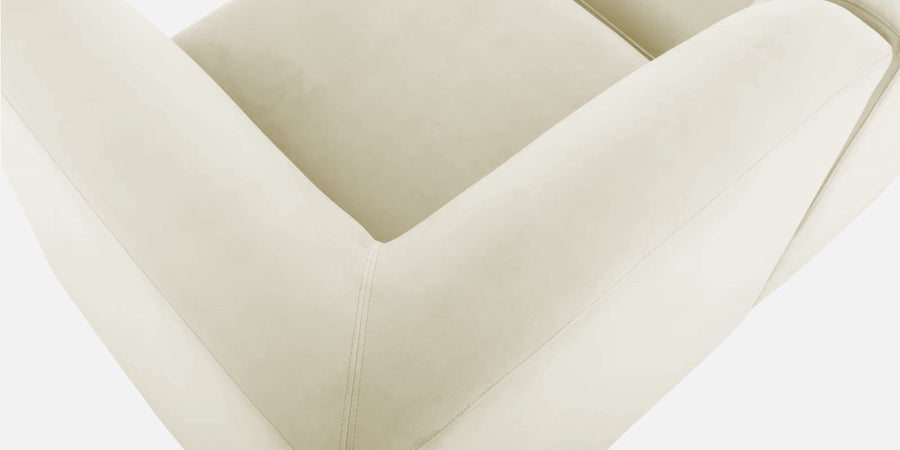 Bufa Velvet Lhs Sectional Sofa In Warm White Colour With Ottoman - Febonic Living