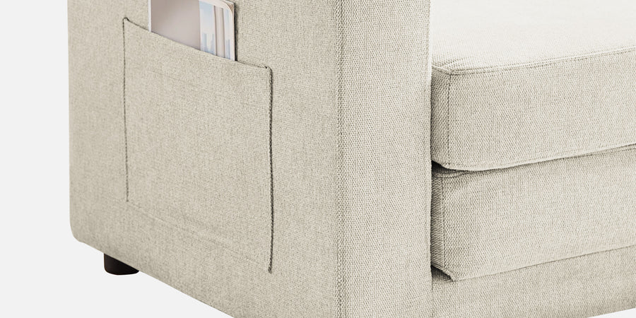 Roman Fabric 3 Seater Foldable Sofa Cum Bed In Ivory Cream Colour With Usb Port - Febonic Living