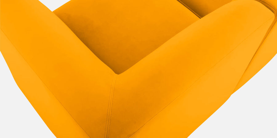 Bufa Velvet Lhs Sectional Sofa In Saffron Yellow Colour With Ottoman - Febonic Living