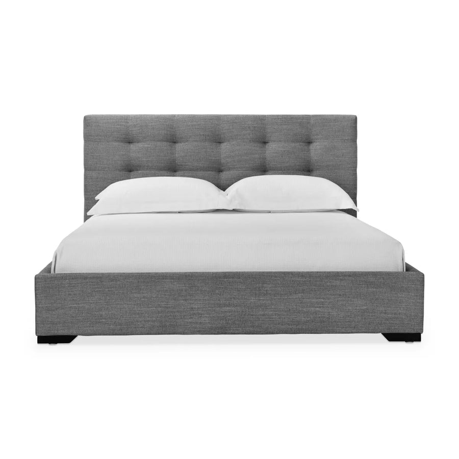 Muddy Fabric Upholstered King Size Bed In Charcoal Grey Colour - Febonic Living