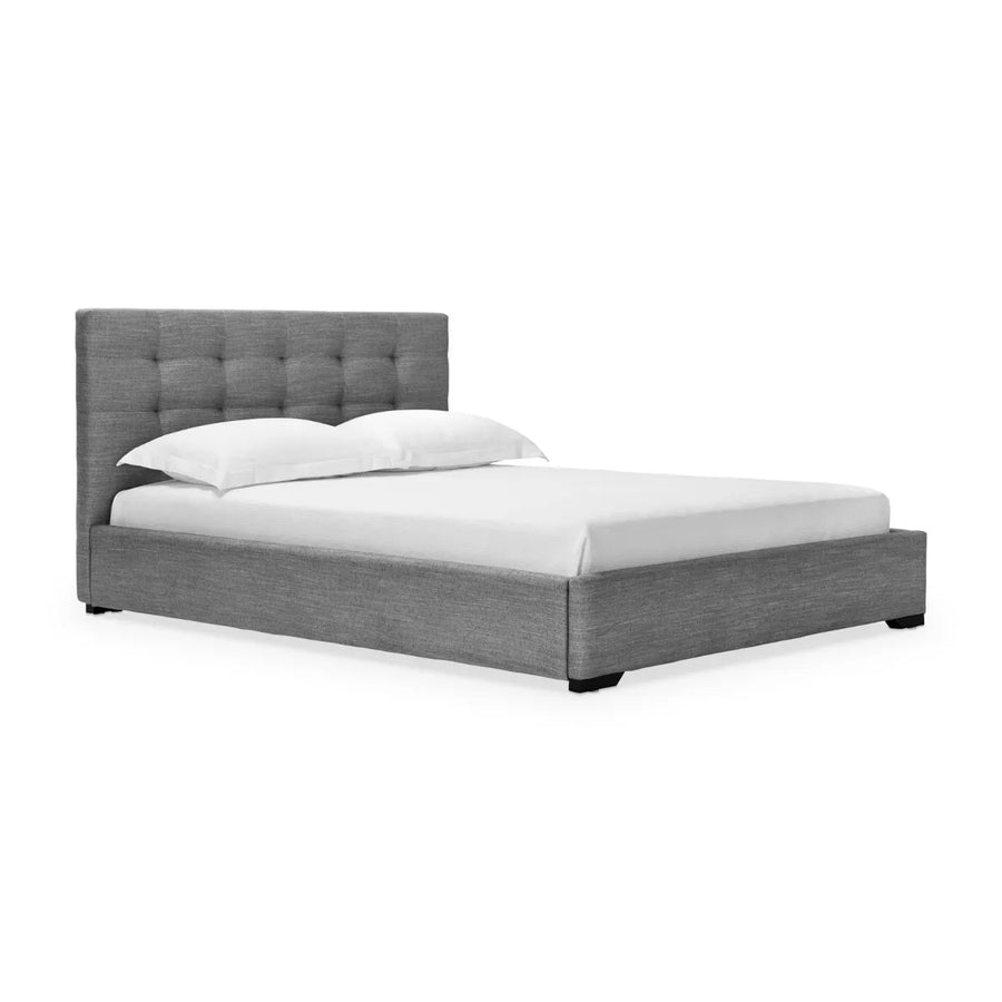 Muddy Fabric Upholstered King Size Bed In Charcoal Grey Colour - Febonic Living