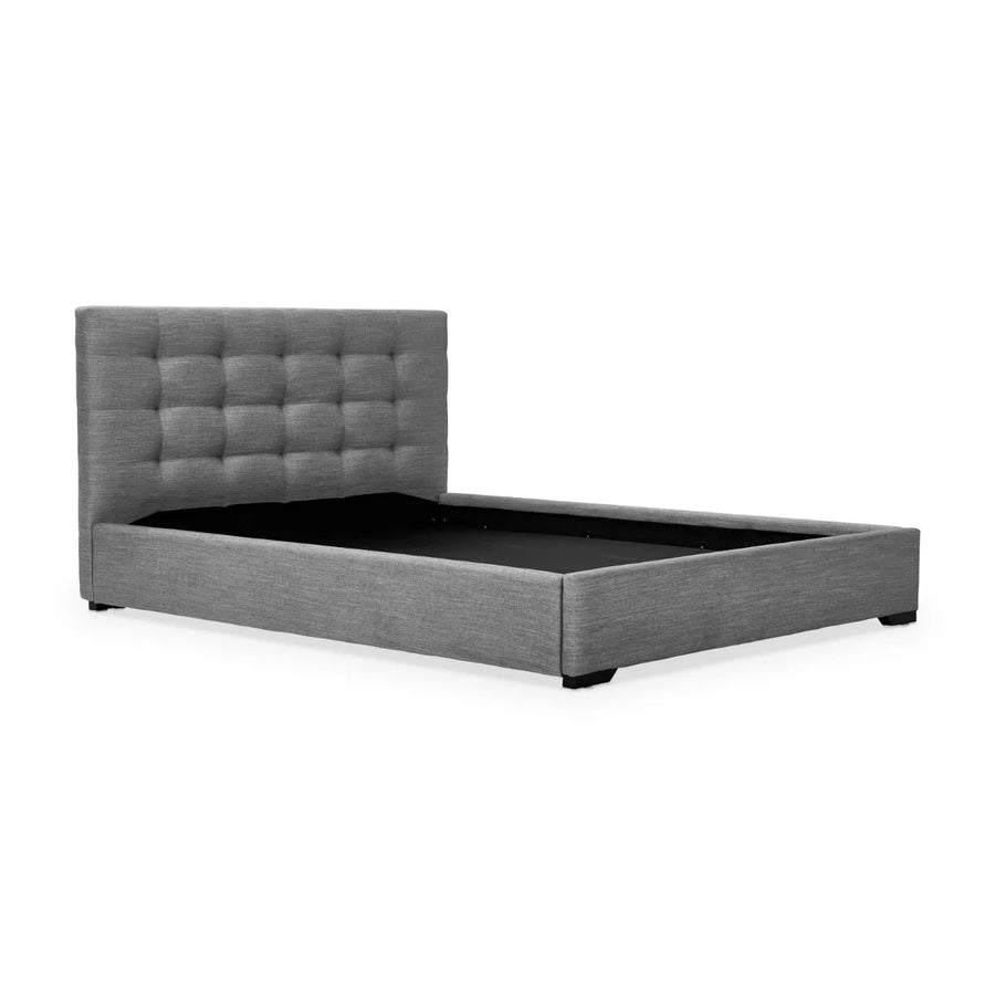 Muddy Fabric Upholstered King Size Bed In Charcoal Grey Colour - Febonic Living