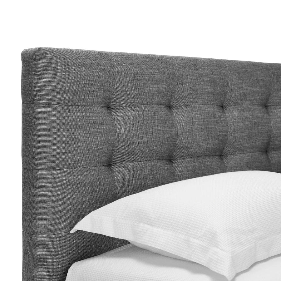 Muddy Fabric Upholstered King Size Bed In Charcoal Grey Colour - Febonic Living