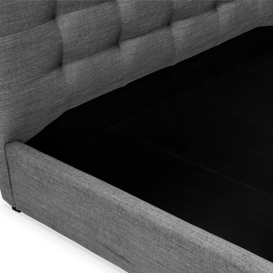 Muddy Fabric Upholstered King Size Bed In Charcoal Grey Colour - Febonic Living