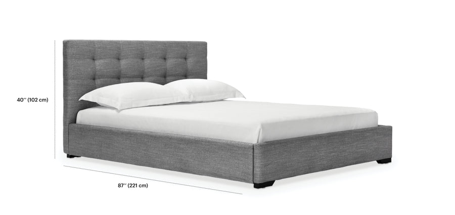 Muddy Fabric Upholstered King Size Bed In Charcoal Grey Colour - Febonic Living