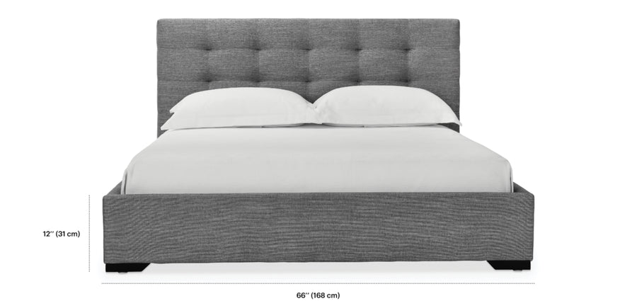 Muddy Fabric Upholstered King Size Bed In Charcoal Grey Colour - Febonic Living