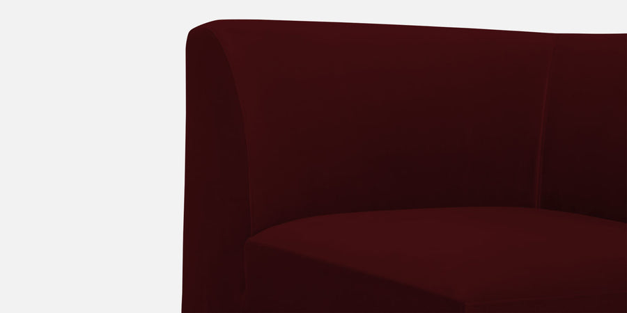 Bufa Velvet Lhs Sectional Sofa In Dark Maroon Colour With Ottoman - Febonic Living