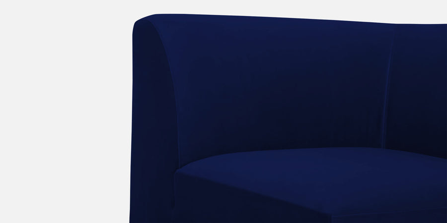 Bufa Velvet Lhs Sectional Sofa In Dark Blue Colour With Ottoman - Febonic Living