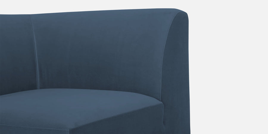 Bufa Velvet Rhs Sectional Sofa In Oxford Blue Colour With Ottoman - Febonic Living
