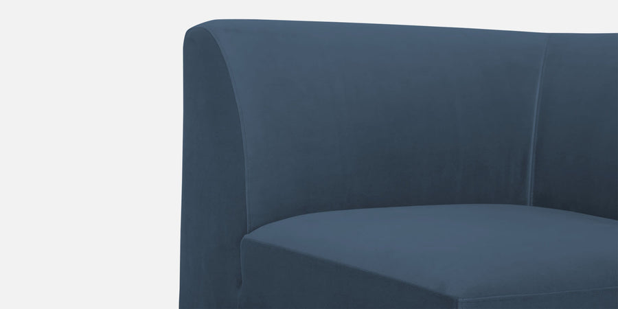 Bufa Velvet Lhs Sectional Sofa In Oxford Blue Colour With Ottoman - Febonic Living