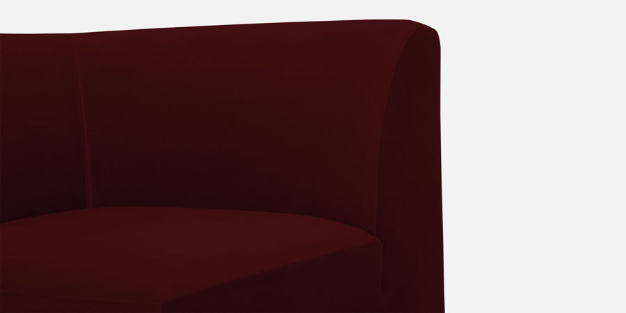 Bufa Velvet Rhs Sectional Sofa In Dark Maroon Colour With Ottoman - Febonic Living