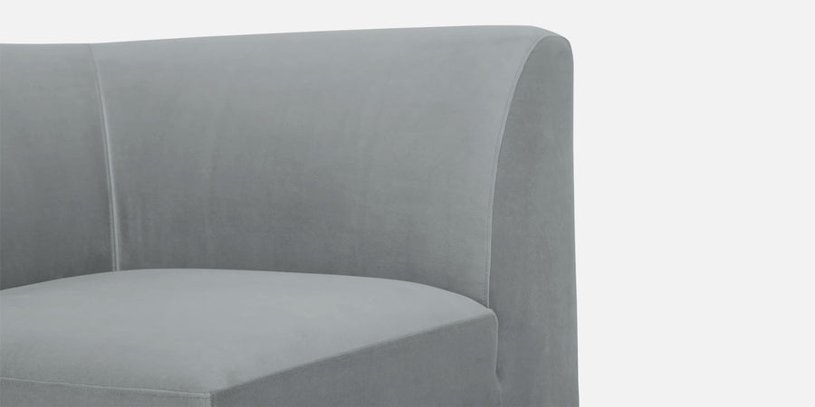 Bufa Velvet Rhs Sectional Sofa In Pearl Grey Colour With Ottoman - Febonic Living