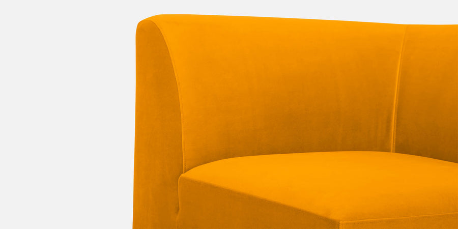 Bufa Velvet Lhs Sectional Sofa In Saffron Yellow Colour With Ottoman - Febonic Living