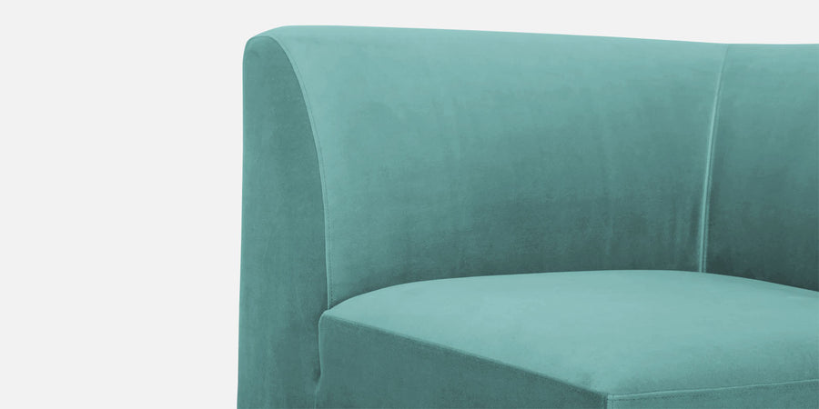 Bufa Velvet Lhs Sectional Sofa In Aqua Blue Colour With Ottoman - Febonic Living