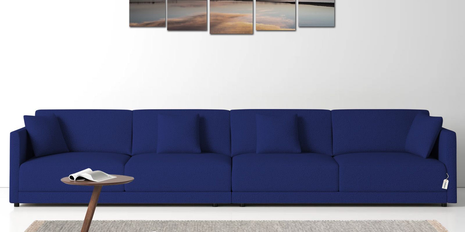 Casso Velvet 4 Seater Sofa in Imperial Blue Colour