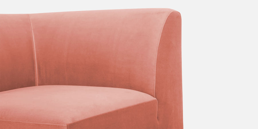 Bufa Velvet Rhs Sectional Sofa In Blush Pink Colour With Ottoman - Febonic Living