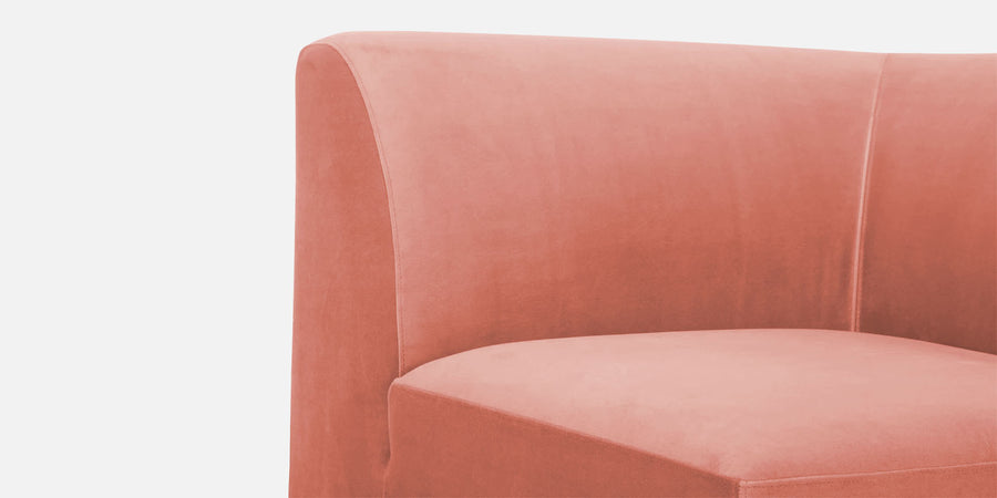 Bufa Velvet Lhs Sectional Sofa In Blush Pink Colour With Ottoman - Febonic Living