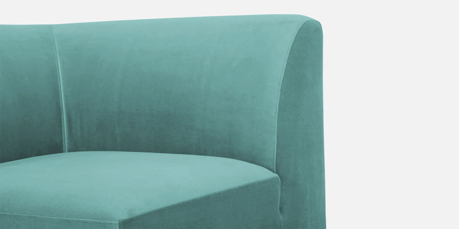 Bufa Velvet Rhs Sectional Sofa In Aqua Blue Colour With Ottoman - Febonic Living