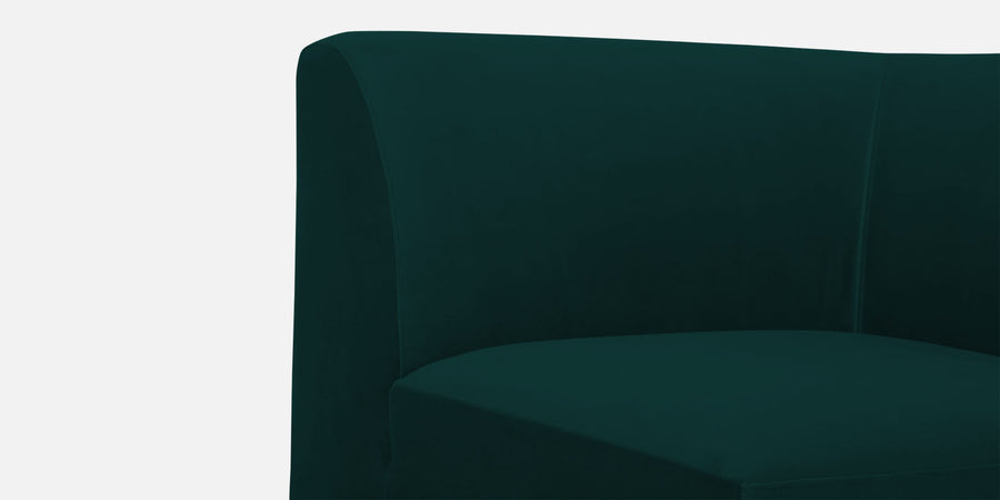 Bufa Velvet Lhs Sectional Sofa In Forest Green Colour With Ottoman - Febonic Living