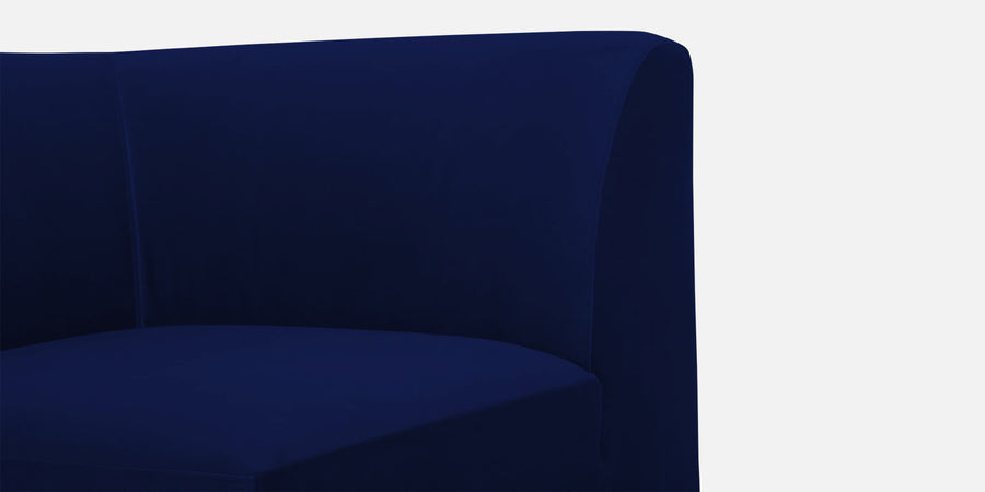 Bufa Velvet Rhs Sectional Sofa In Dark Blue Colour With Ottoman - Febonic Living