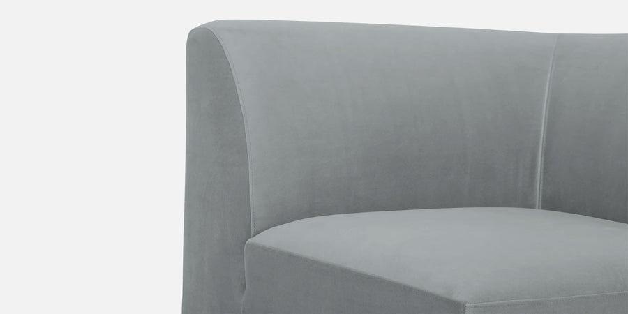 Bufa Velvet Lhs Sectional Sofa In Pearl Grey Colour With Ottoman - Febonic Living