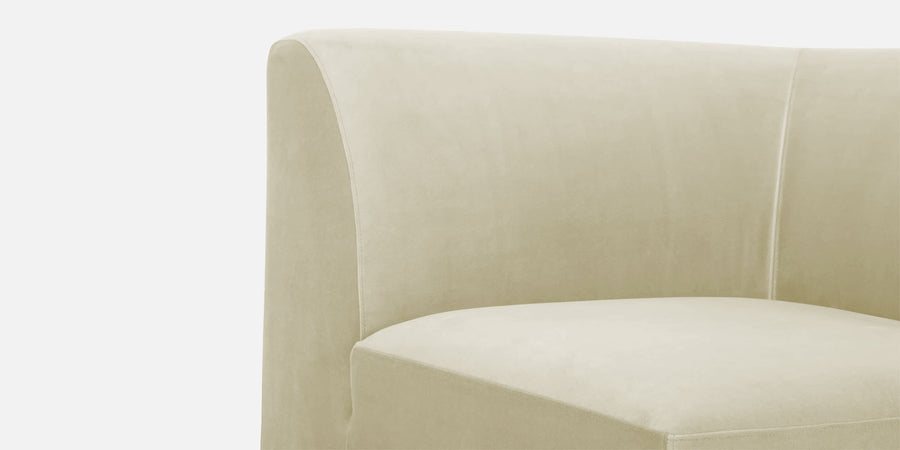 Bufa Velvet Lhs Sectional Sofa In Warm White Colour With Ottoman - Febonic Living