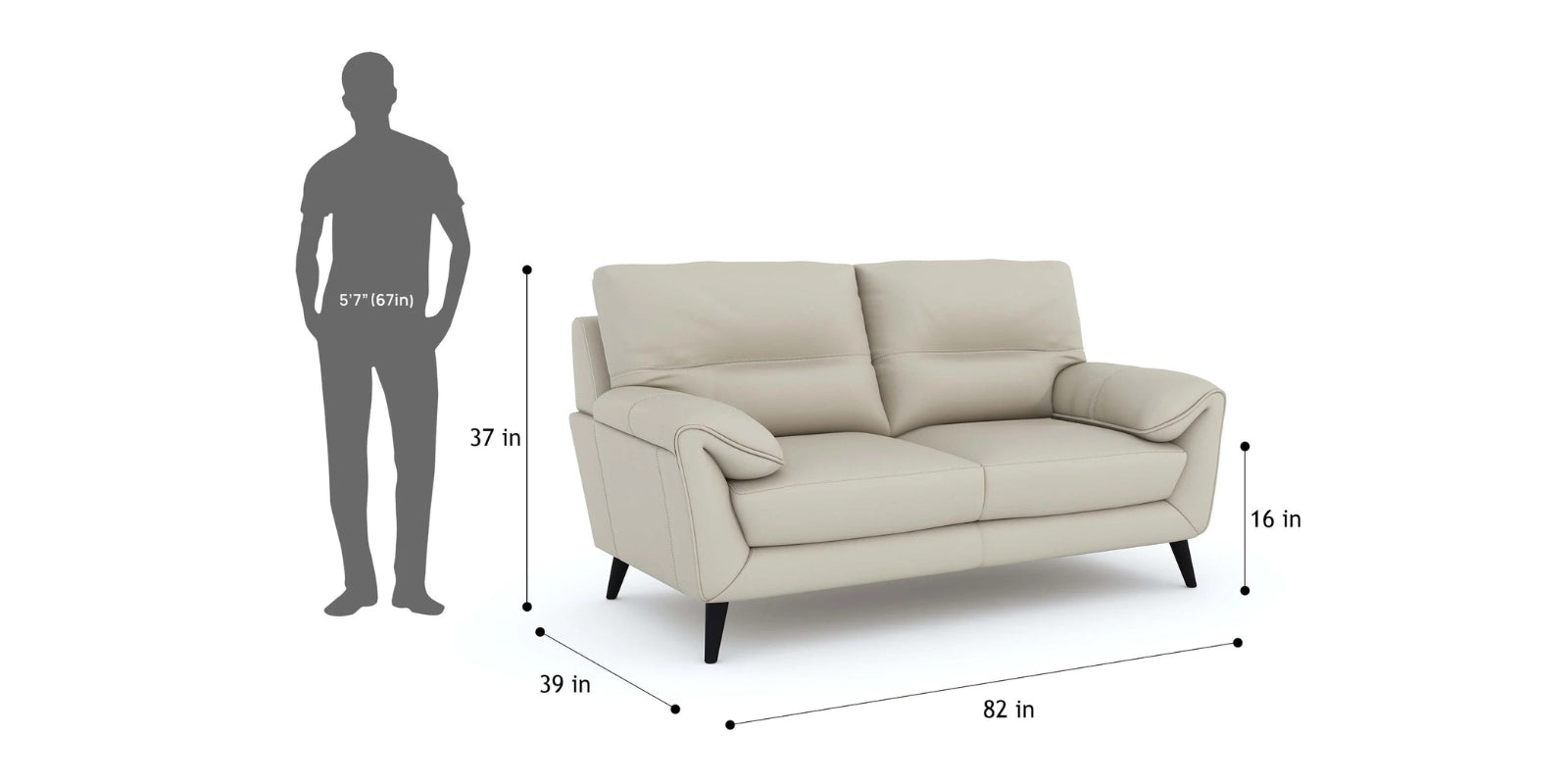 Amani Leatherette 3 Seater Sofa In Beige Colour - Febonic Living