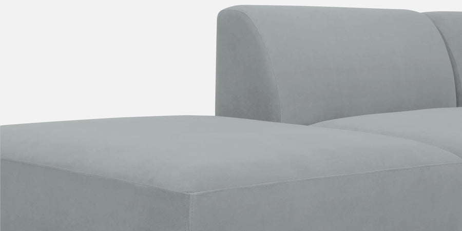 Bufa Velvet Lhs Sectional Sofa In Pearl Grey Colour With Ottoman - Febonic Living