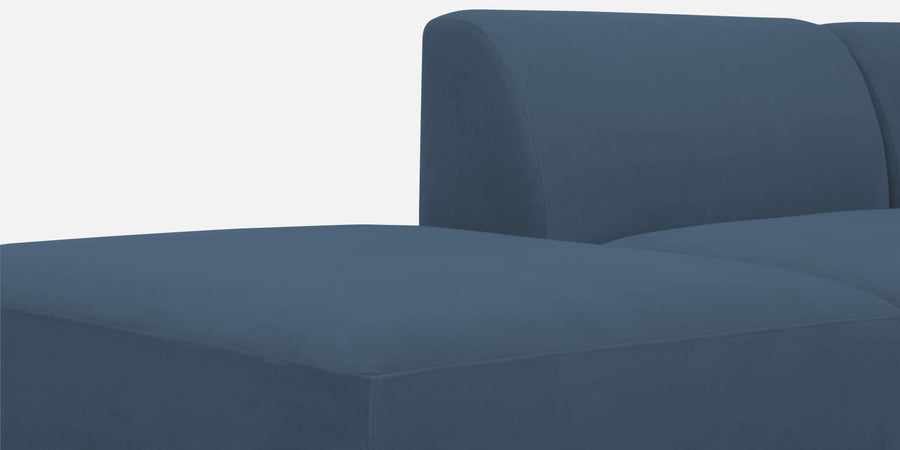 Bufa Velvet Lhs Sectional Sofa In Oxford Blue Colour With Ottoman - Febonic Living