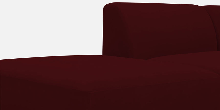Bufa Velvet Lhs Sectional Sofa In Dark Maroon Colour With Ottoman - Febonic Living