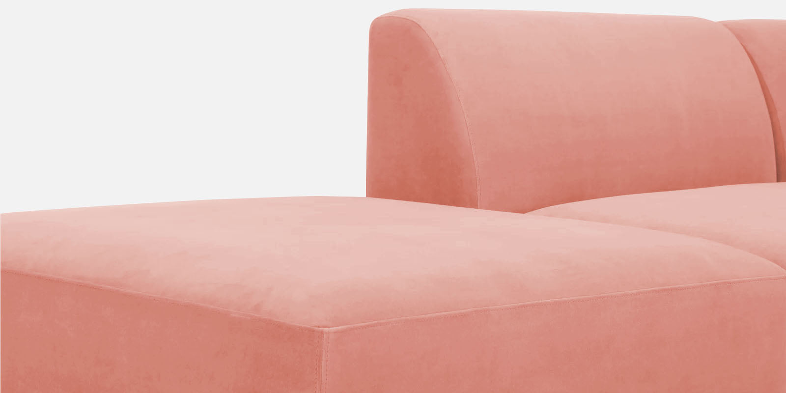 Bufa Velvet LHS Sectional Sofa In Blush Pink Colour With Ottoman