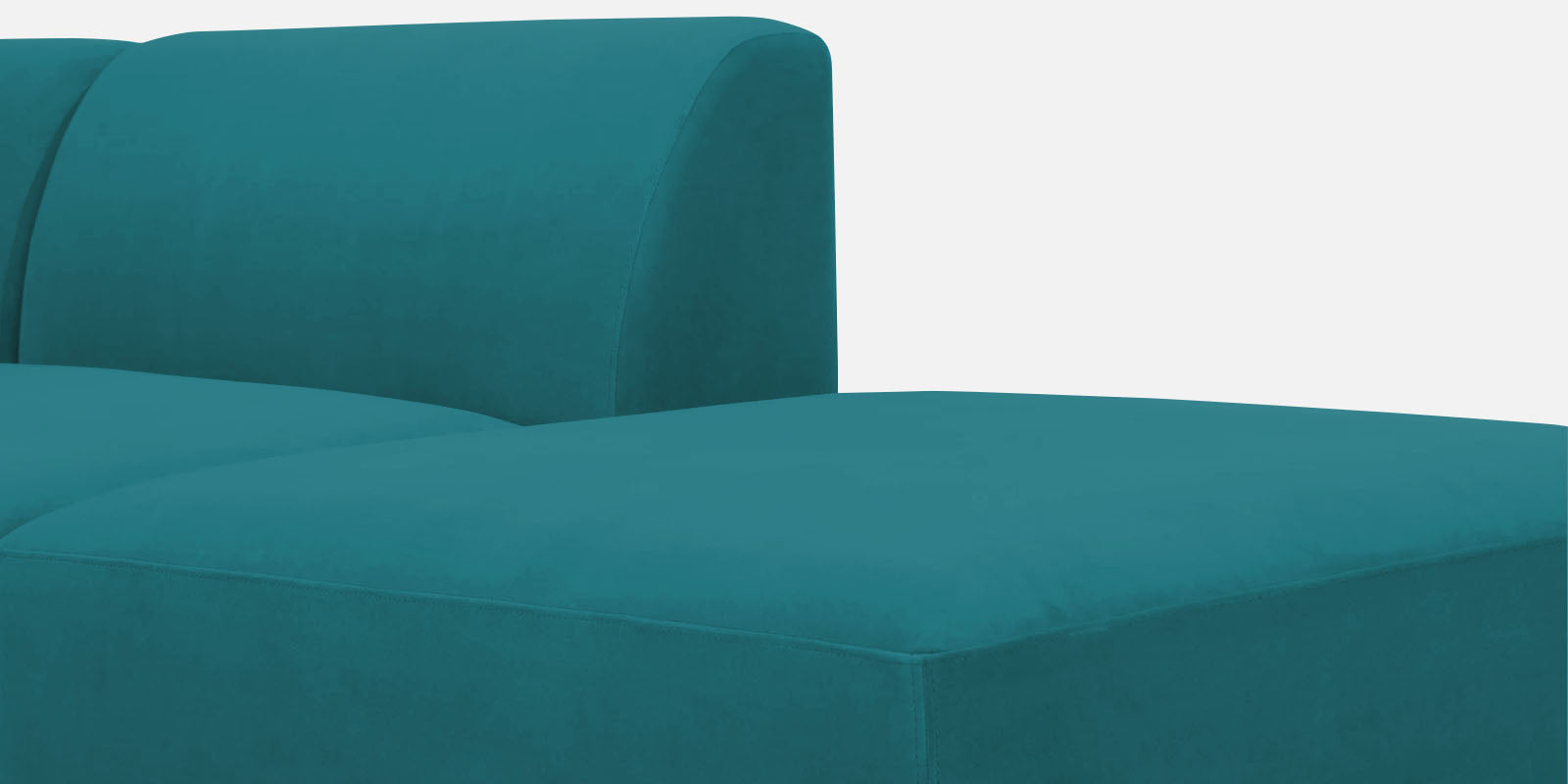 Bufa Velvet RHS Sectional Sofa In Arabian green Colour With Ottoman