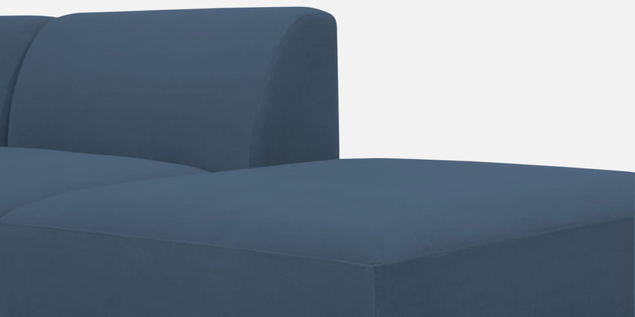 Bufa Velvet Rhs Sectional Sofa In Oxford Blue Colour With Ottoman - Febonic Living