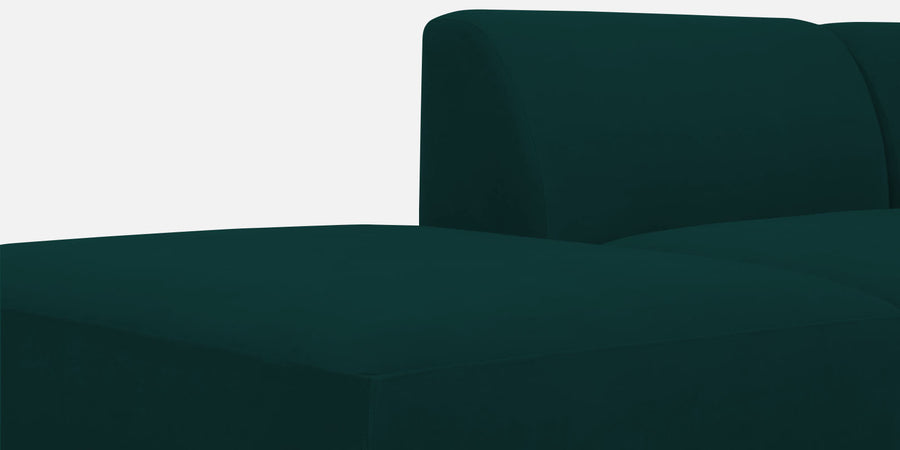 Bufa Velvet Lhs Sectional Sofa In Forest Green Colour With Ottoman - Febonic Living