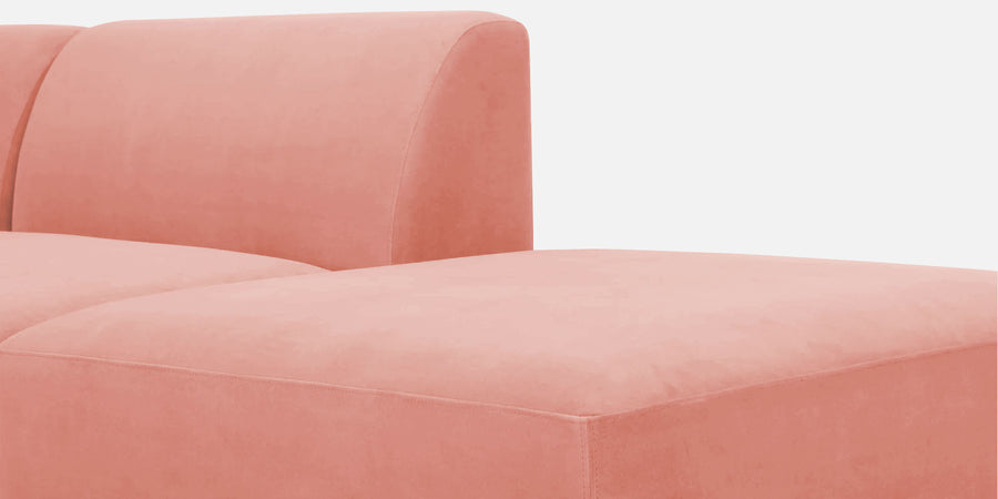 Bufa Velvet Rhs Sectional Sofa In Blush Pink Colour With Ottoman - Febonic Living
