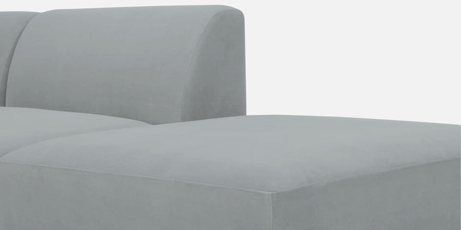 Bufa Velvet Rhs Sectional Sofa In Pearl Grey Colour With Ottoman - Febonic Living